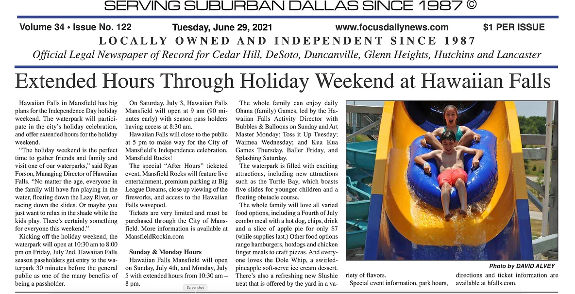 Hawaiian Falls celebrates 4th of July with extended hours